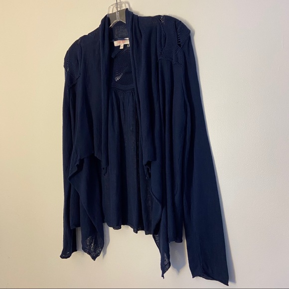 Hit List LA Navy Blue Light Weight Linen Cardigan - Picture 2 of 9